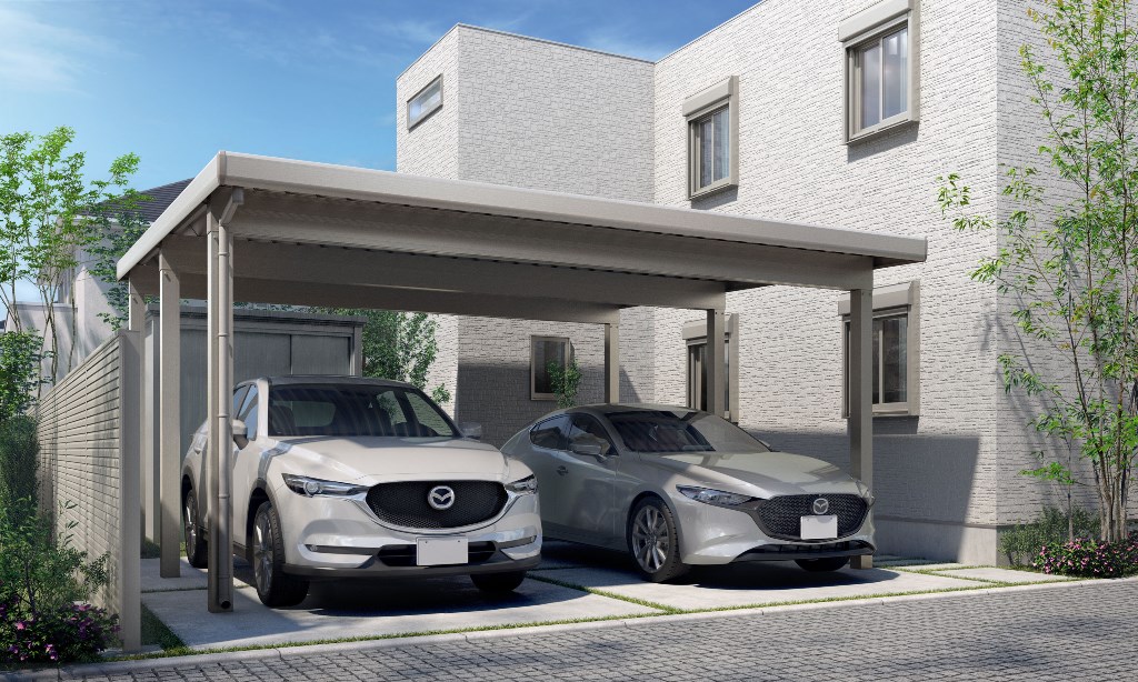 YKKAPから、耐風圧強度62m/秒の頑強カーポートを発売へ