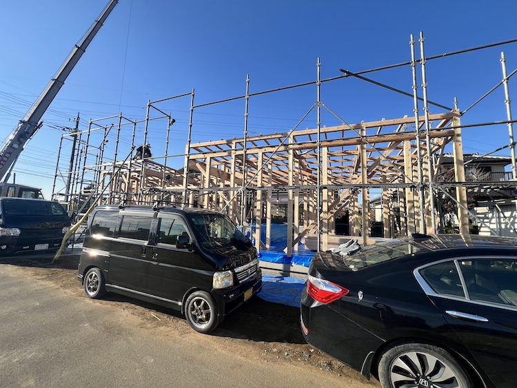 茨城県筑西市注文住宅「中庭のある平屋」が上棟しました！